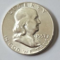 1957d BU Franklin Half Dollar