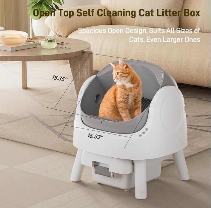 Like New Self Cleaning Litter Box, Automatic Open Top Cat Litter Box White