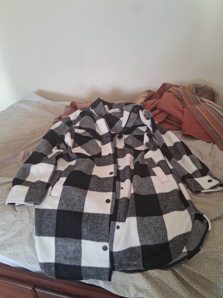 Black And White Plaid Shacket
