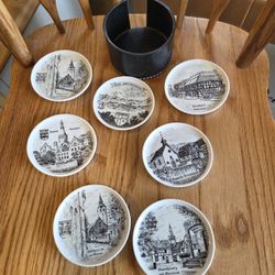 Set Of 7 Vintage German Ceramic Porcelain Tea Cup Mug Coasters