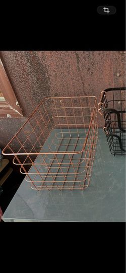 Rose gold metal Wire Storage Basket
