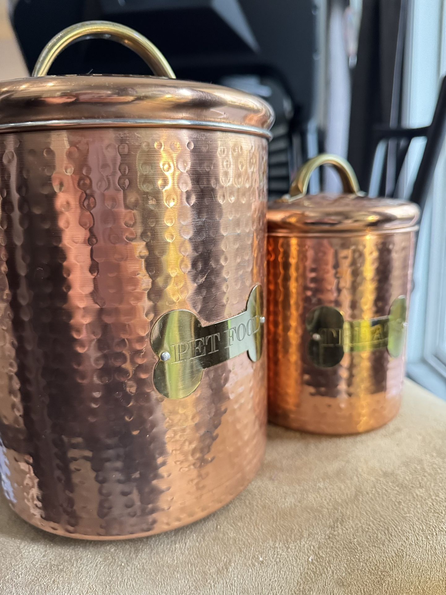 Hammered Copper Dog Treat Tins