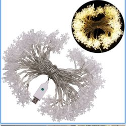 80 LED String Lights, 33ft 8 Modes USB Powered Indoor Outdoor Waterproof Fairy Snowflake String Light Party Lighting for Patio Christmas Wedding Bedro