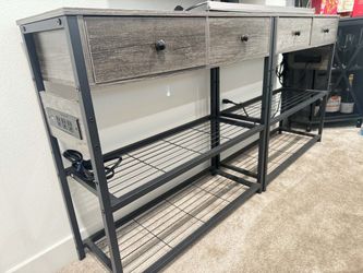 Modern Industrial Console Tables with Drawers & Power Outlets – Set of 2 or Individual