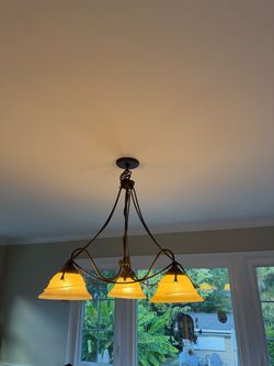 Rustic 3-Light Chandelier with Frosted Glass Shades