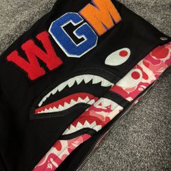 Double Hooded Bape Hoodie Pink/Black