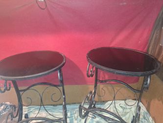 Pair of Round Metal Side Tables