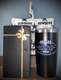 Brand New Dallas Cowboys nfl 20oz Insulated Tumbler Cup Mug & Handmade Pot Holder Set
