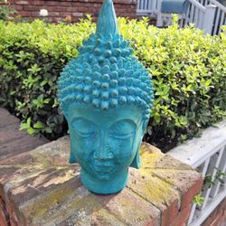 Buddha Head Statue Concrete 14" Tall