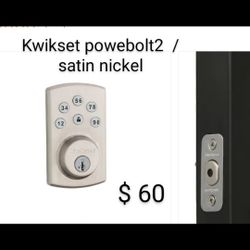 Brand New Kwikset Power Bolt 2 Satin  Nickel // Venetian Expresso 