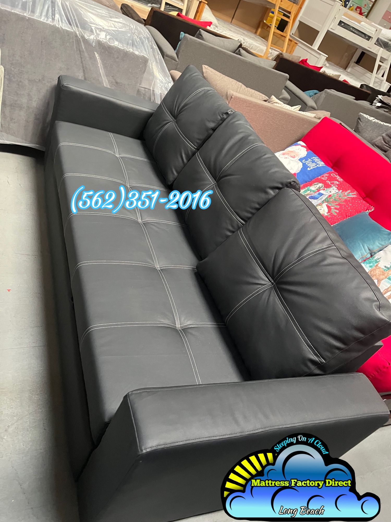 Black Leather Couch With Convertible Bed Pull Out