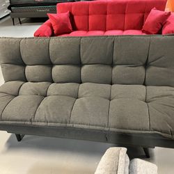 Dark Grey Pillow Top Multi-functional Click Clack Futon 