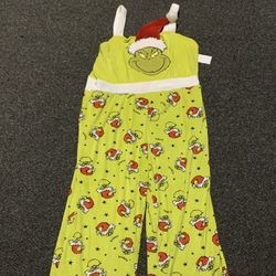 New the grinch women’s size XL (16/18) super soft fleece Christmas jumpsuit with faux fur trim 