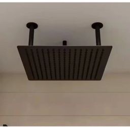 ALFI BRAND 1-Spray Patterns with 1.8 GPM 20 in. Ceiling Mount Fixed Shower Head in Black Matte=E1-428