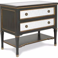 LUXURY Century Furniture "Monarch" Nightstand - Acacia & Mirror - NEW