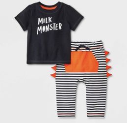 6/9 months Milk Monster outfit 🧡🖤