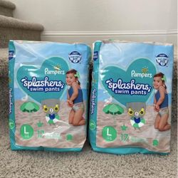2 Packs Pampers Splashers Swim Diapers (L)