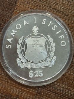 1986 Samoa Kon-Tiki 5 oz .999 Silver Coin - Vintage World Silver