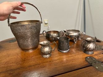 Vintage Silverplate Serving Pieces Lot – Ice Bucket + small pieces
