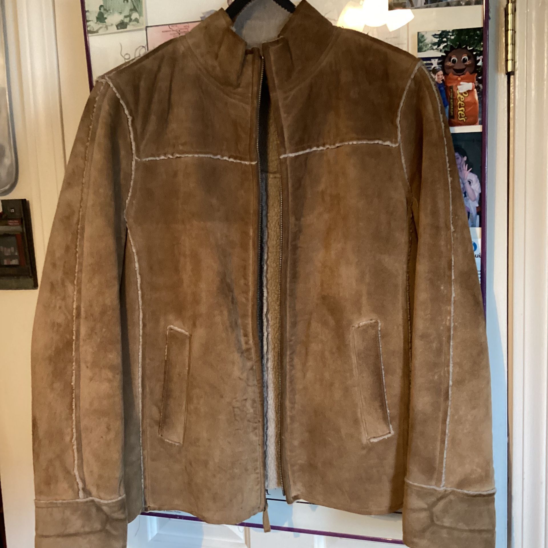 Men’s Shearling Leather Suede Jacket
