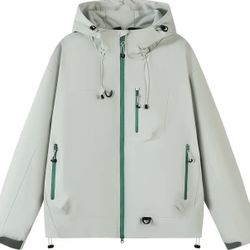 Men's & women’s Windproof Winter Jacket with Temperature Locking Zipper Front, Hooded Single-Layer Raincoat for Cycling & Outdoor Sports Coat, Machine