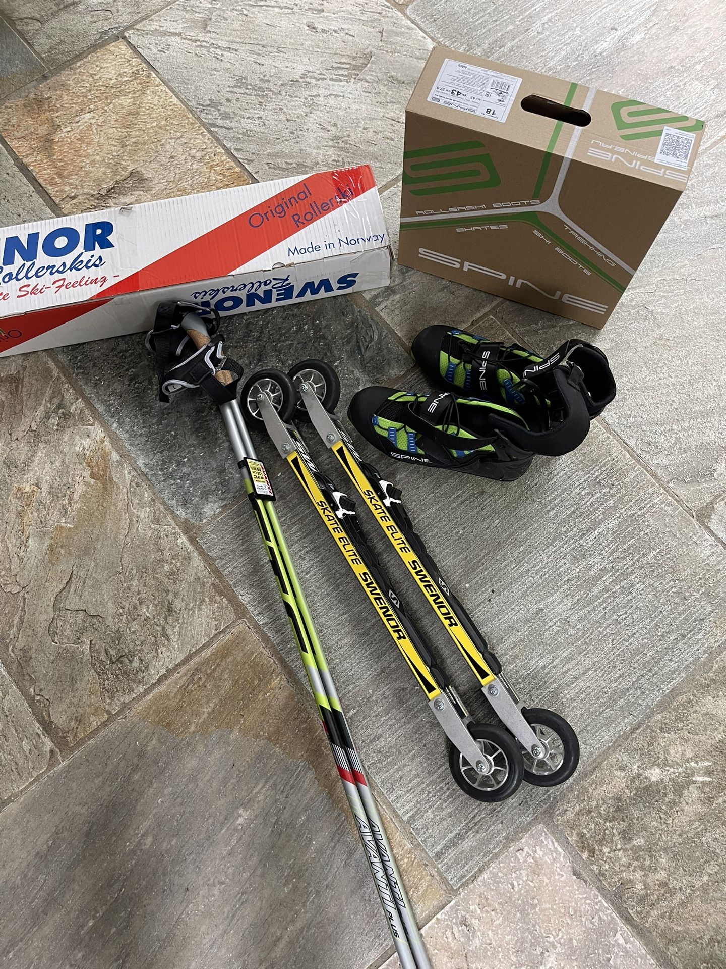 Swenor Roller Skis, Boots And Poles