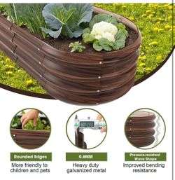 R2) 4x2x1ft Oval Galvanized Raised Garden Bed Outdoor 9-in-1 Large Metal Modular Planter Box Raised Beds for Gardening,Vegetables,Fruits,Flowers & Her