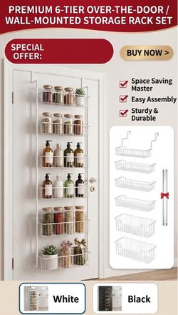 Premium 6-Tier Over-the-Door / Wall-Mounted shelf