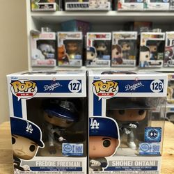 2 LOCATION EXCLUSIVE Dodgers Funko Pops Shohei Ohtani #126 Freddie Freeman #127