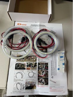 GEERGE 2 Pairs 90mm + 110mm LED Angel Eyes Halo Ring Lights