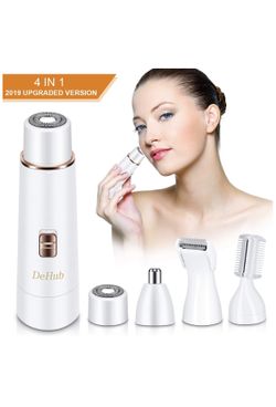 Facial Hair Removal for Women, DeHub 2019 Upgraded Version Waterproof Painless 4 in 1 Lady Grooming Kit - Flawless Facial Hair Remover, Body Shaver,