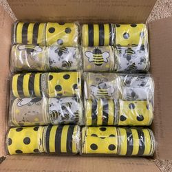 🐝 Bee Ribbon Bulk Bundle – 5 Sets / 20 Rolls Fabric