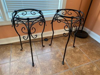 (2) Black Metal Plant Stands.