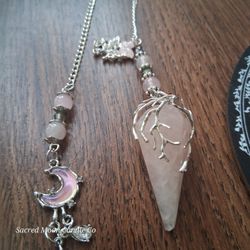 Sacred Moon Candle Co Rose Quartz Pendulum for Divination