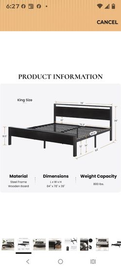 SHA CERLIN 14 Inch King Size Metal Platform Bed Frame with Wooden Headboard and Footboard, Mattress Foundation, No Box Spring Needed, Large Under Bed 