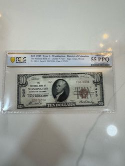 $10 1929 type 1 Washington 55PPQ