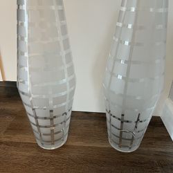 Tall White Etched Glass