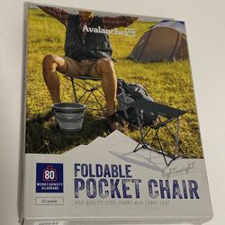Avalanche Foldable Pocket Chair up to 175 Lb with Case new! 