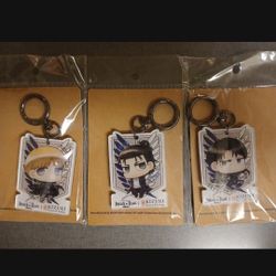 3 NEW Attack On Titan Japanese Comics Book Characters Keychain Key Chains Collection Collectible