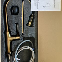 Brushed Bronze Kitchen Faucet with Pull Down Sprayer, Lava Odoro Gold Single Handle Kitchen Sink Faucet, Faucet for Kitchen Sink 1 Hole and 3 Hole