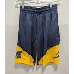 Mens Jordan Nike Dri-Fit Michigan Wolverines Blue Yellow Basketball Shorts SM