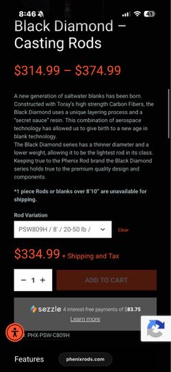 Phenix Black Diamond PSW809H (8' Heavy, 20-50lb) - Used Twice