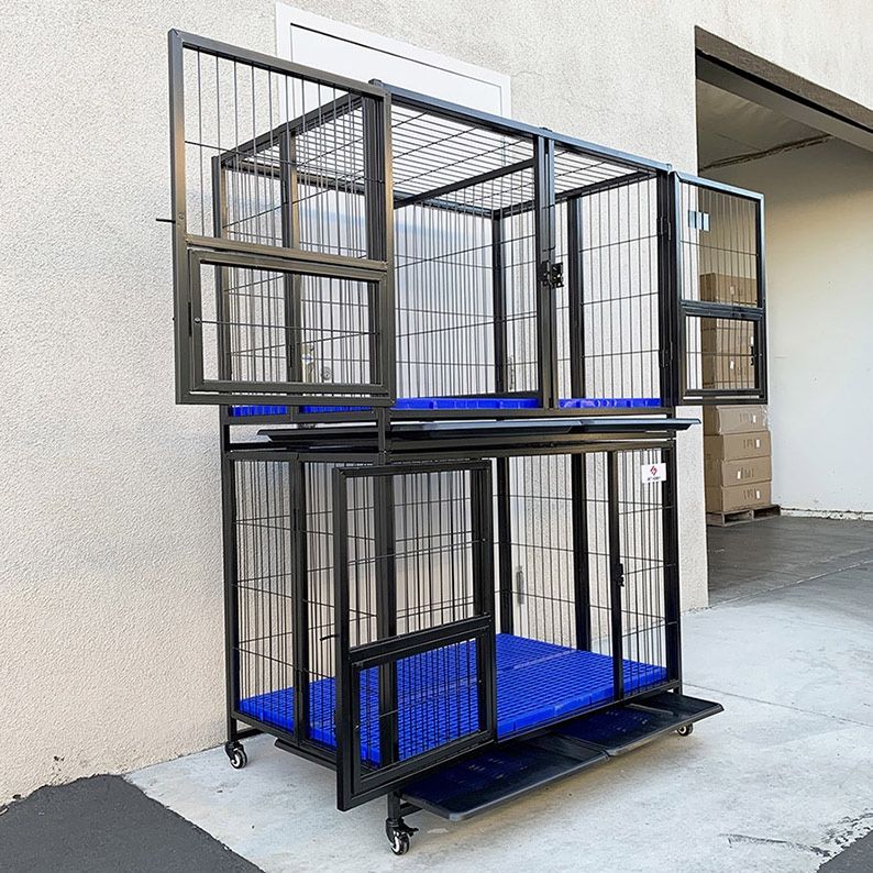 Stackable Kennels $350 (New in box) Set of (2) stackable dog cage 43x30x65” heavy duty ...
