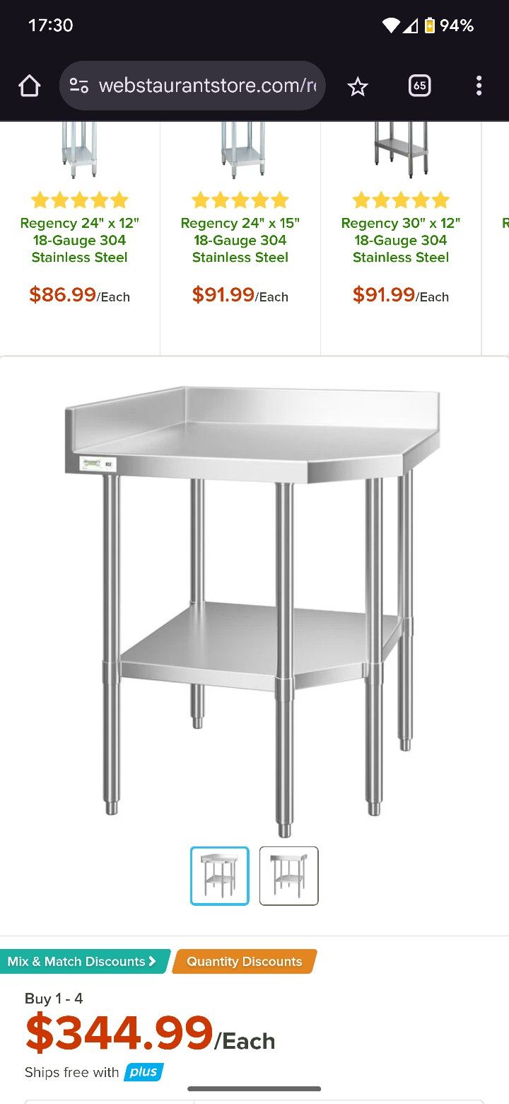 Stainless steel corner table