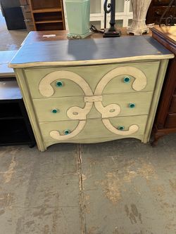 Green blue deep drawer dresser (in store)