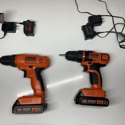 Black+Decker 20V Cordless Drill Set – 2 Drills + 2 Batteries + 2 Chargers