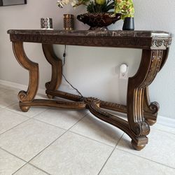 2 End Table, Side Table, Console With Marble On a Top