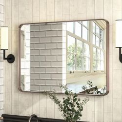 36x30" Purple Gold Ribbed Texture Framed Mirror