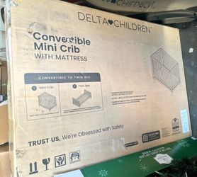 Delta Children Convertible Mini Crib with Mattress - In Box