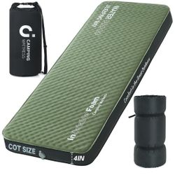 Self Inflating Sleeping Pad, Cot 4in Ultra-Thick Foam Camping Cot Mattress with Air Pump Sack, Sleeping Mat for Adults Inflatable Camping Pad Mattress